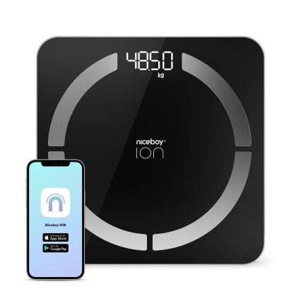 Niceboy ION SmartScale - Смарт дигитална персонална везна 3xAAA черен
