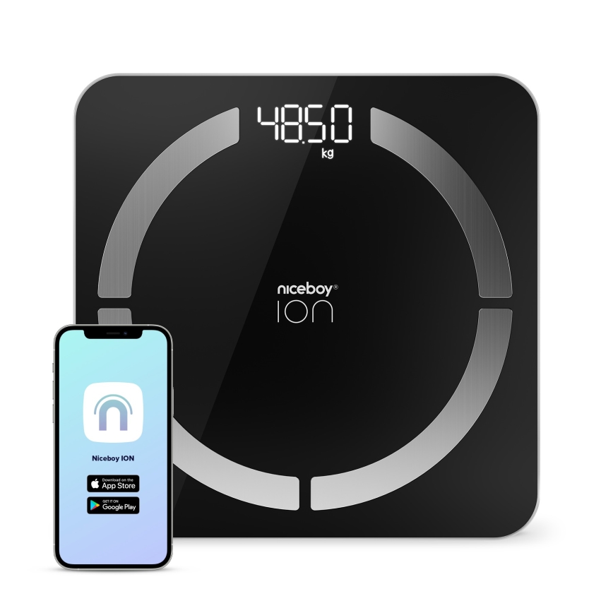 Niceboy ION SmartScale - Смарт дигитална персонална везна 3xAAA черен