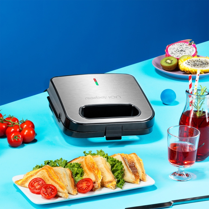 Niceboy ION Snacker S1 - Уред за приготвяне на сандвичи 750W/230V матов хром/черен