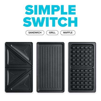 Niceboy ION Snacker S3 - Уред за приготвяне на сандвичи 3в1 750W/230V неръждаем/черен