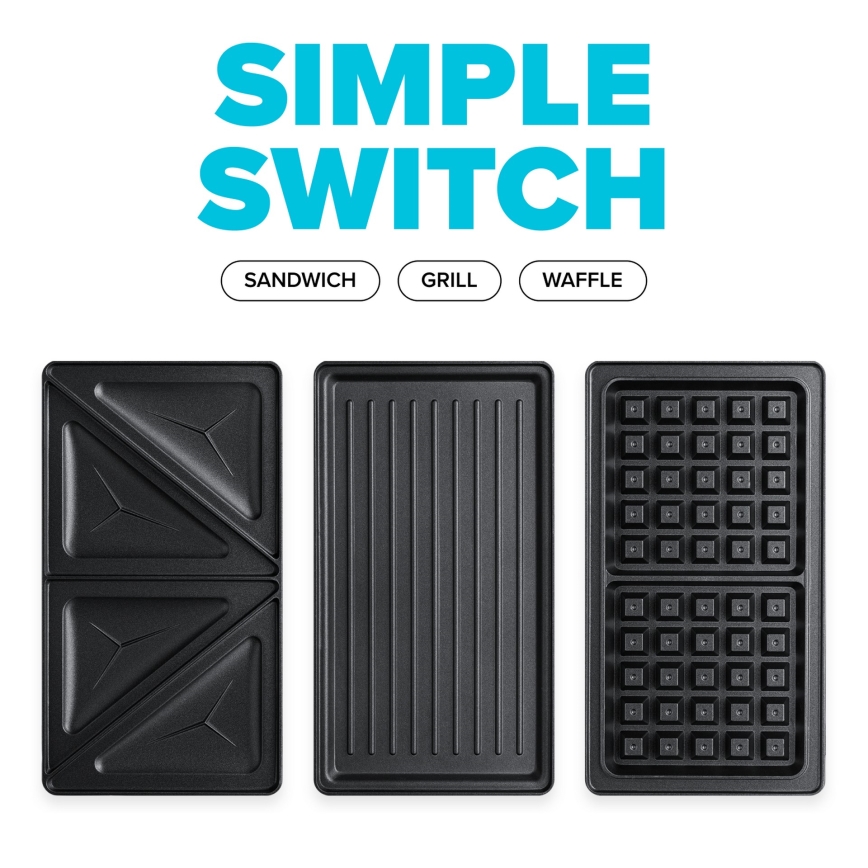 Niceboy ION Snacker S3 - Уред за приготвяне на сандвичи 3в1 750W/230V неръждаем/черен