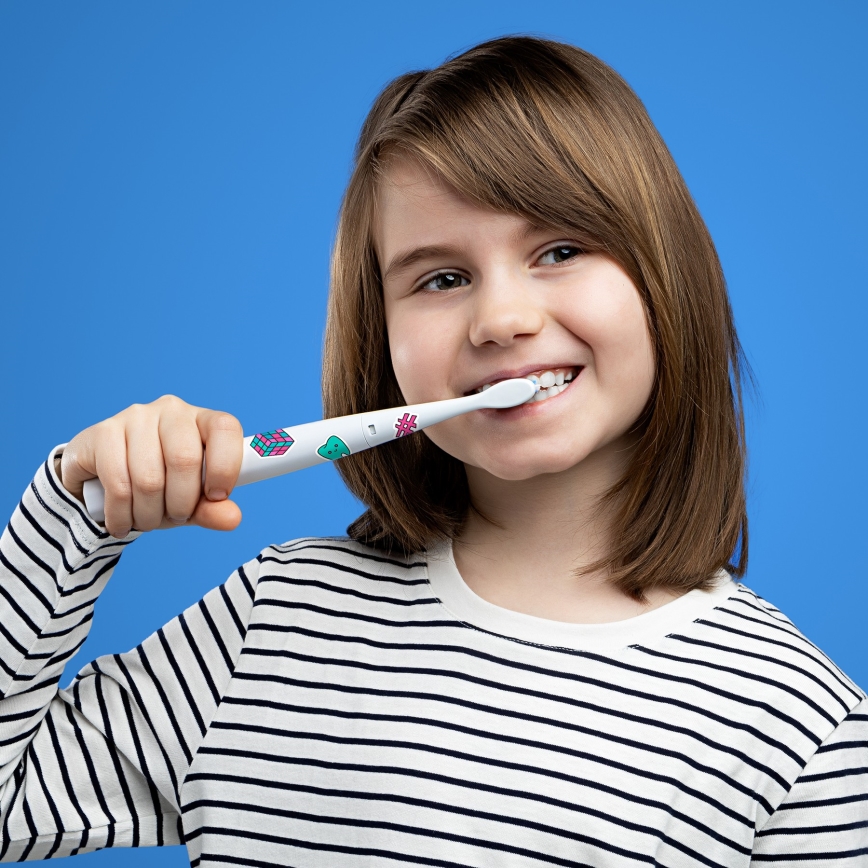 Niceboy ION Sonic Kids - Детска звукова четка за зъби 500 mAh IPX7 бял