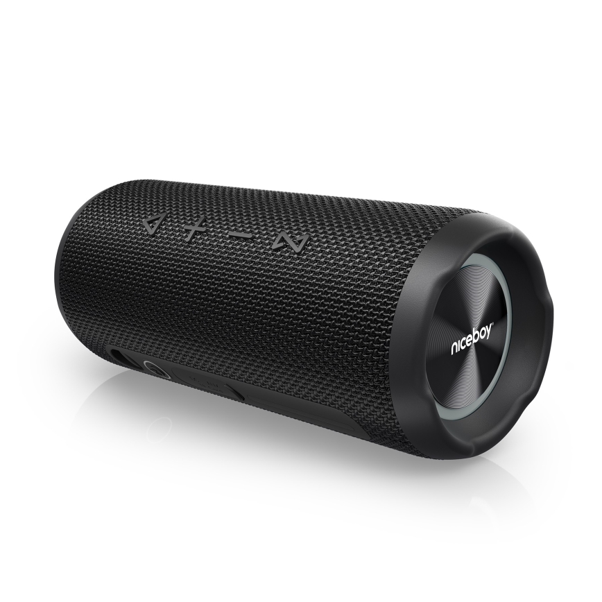 Niceboy Nexus - LED безжичен високоговорител с микрофон 26W/4000 mAh IPX6 черен