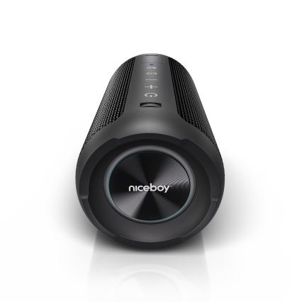Niceboy Orion - LED Безжична колонка с микрофон 24W/2200 mAh IPX7 черен