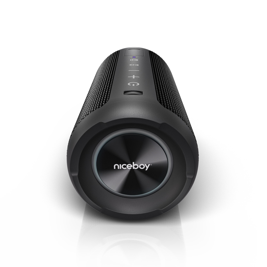 Niceboy Orion - LED Безжична колонка с микрофон 24W/2200 mAh IPX7 черен