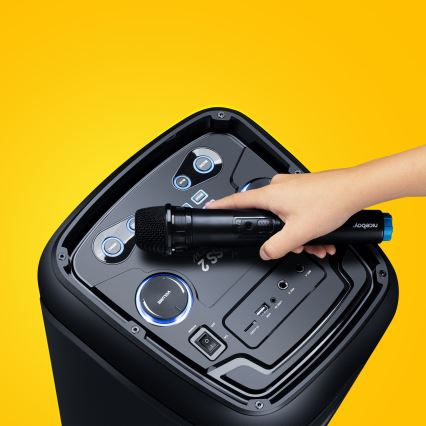 Niceboy PARTY Boss 2 - LED безжичен високоговорител с микрофон и функция powerbank 200W/4500 mAh + дистанционно управление