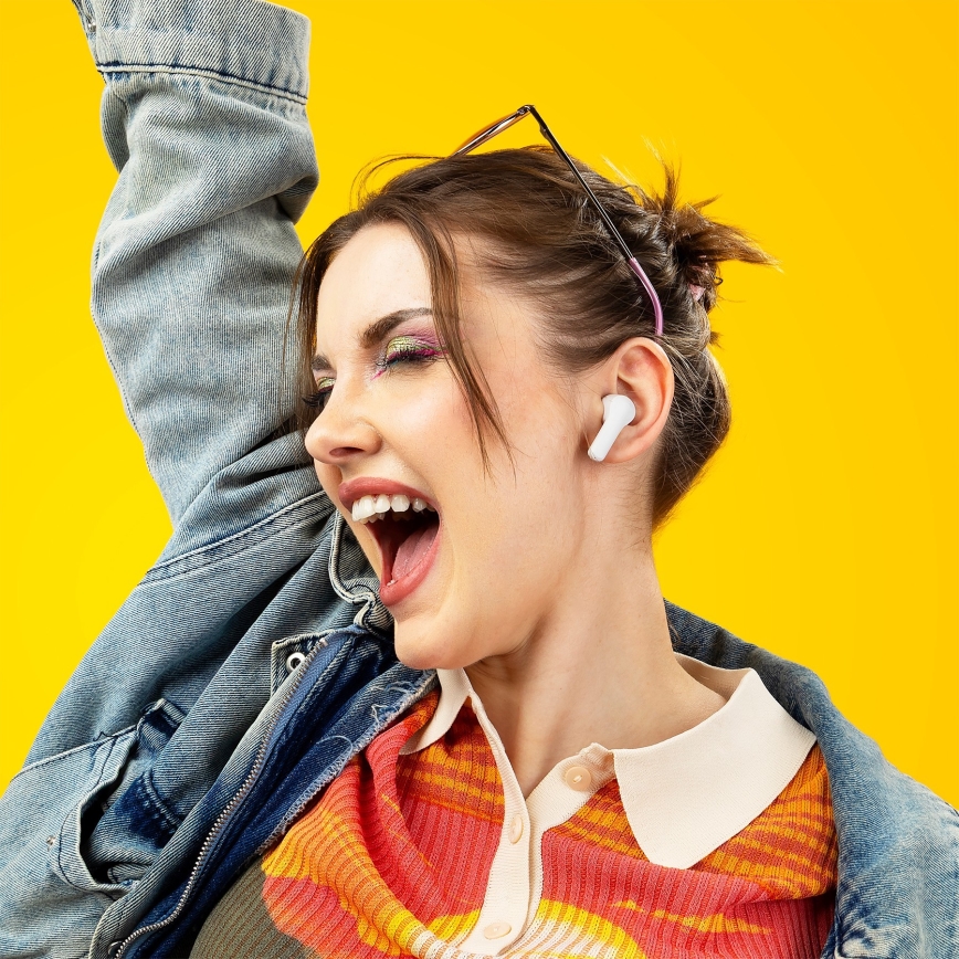 Niceboy Pins 4 - Безжични слушалки с ANC 400 mAh + 2x 50 mAh IPX4 бели