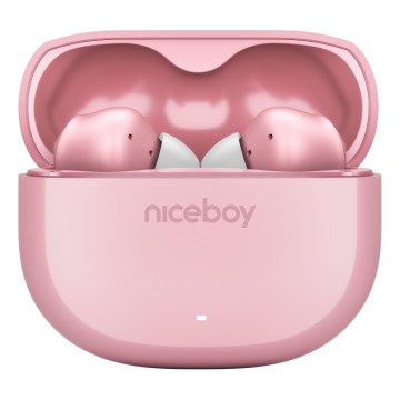 Niceboy Pins 4 - Безжични слушалки с ANC 400 mAh + 2x 50 mAh IPX4 розови