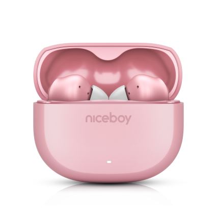 Niceboy Pins 4 - Безжични слушалки с ANC 400 mAh + 2x 50 mAh IPX4 розови