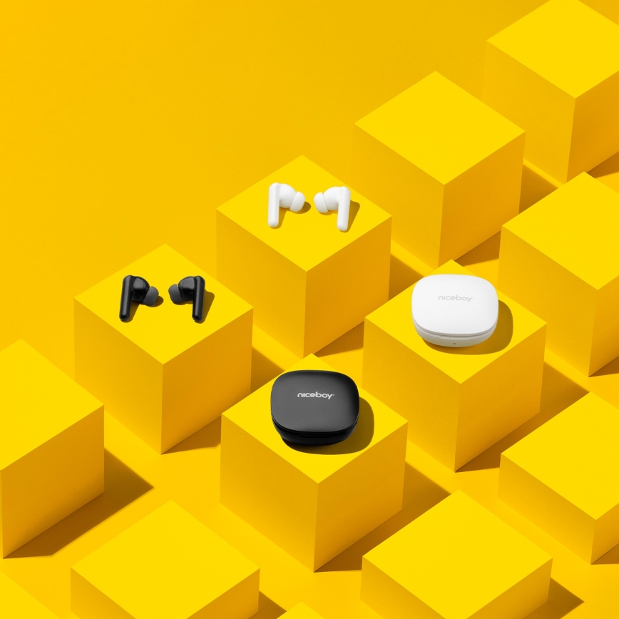 Niceboy Pins 4 PRO - Безжичен earphones с ANC 380 mAh + 2x 35 mAh IP54 черен