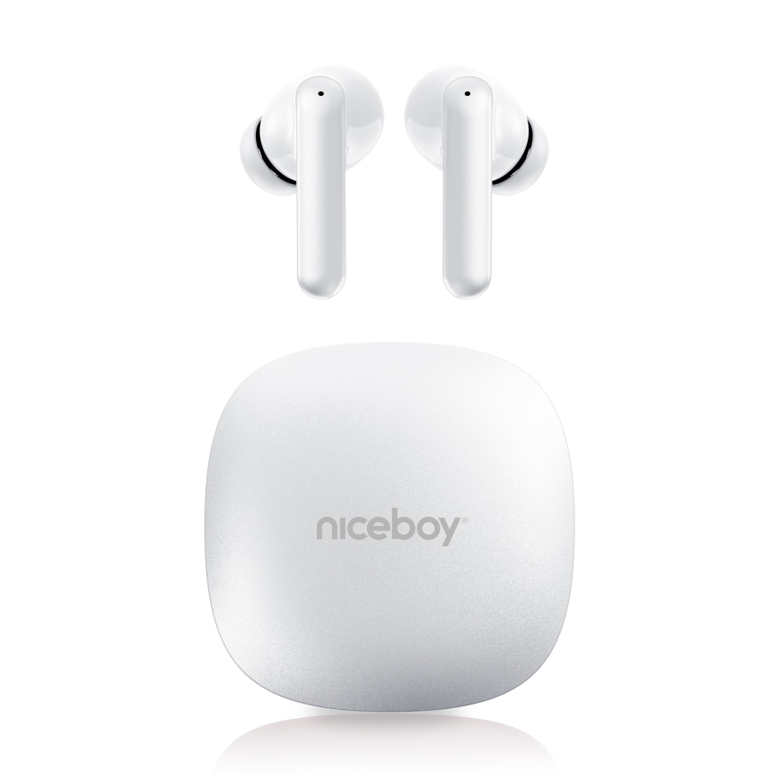 Niceboy Pins 4 PRO - Безжични слушалки с ANC 380 mAh + 2x 35 mAh IP54 бели