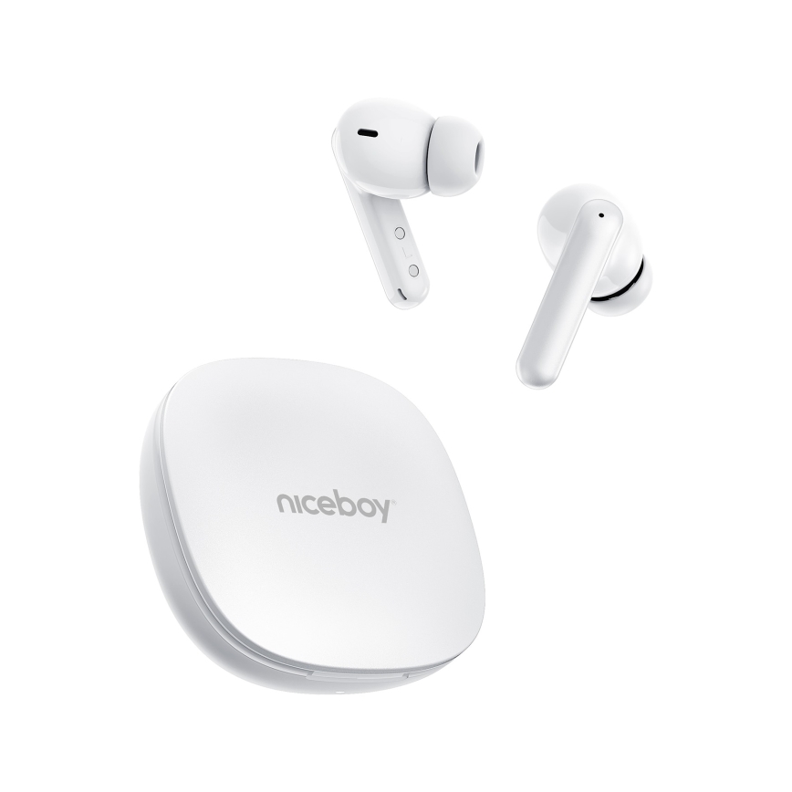 Niceboy Pins 4 PRO - Безжични слушалки с ANC 380 mAh + 2x 35 mAh IP54 бели