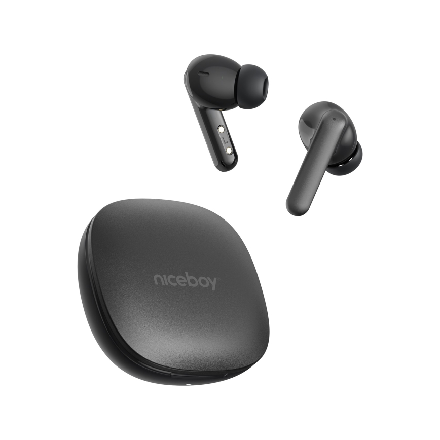 Niceboy Pins 4 PRO - Безжични слушалки с ANC 380 mAh + 2x 35 mAh IP54 черен