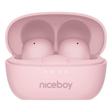 Niceboy Podsie 4 POP - Безжични слушалки 400 mAh + 2 x 40 mAh, IPX4, розови