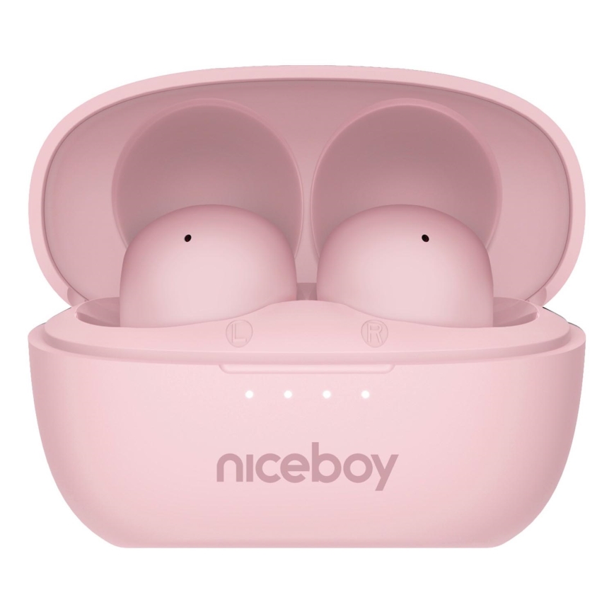 Niceboy Podsie 4 POP - Безжични слушалки 400 mAh + 2 x 40 mAh, IPX4, розови