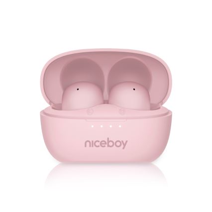 Niceboy Podsie 4 POP - Безжични слушалки 400 mAh + 2 x 40 mAh, IPX4, розови