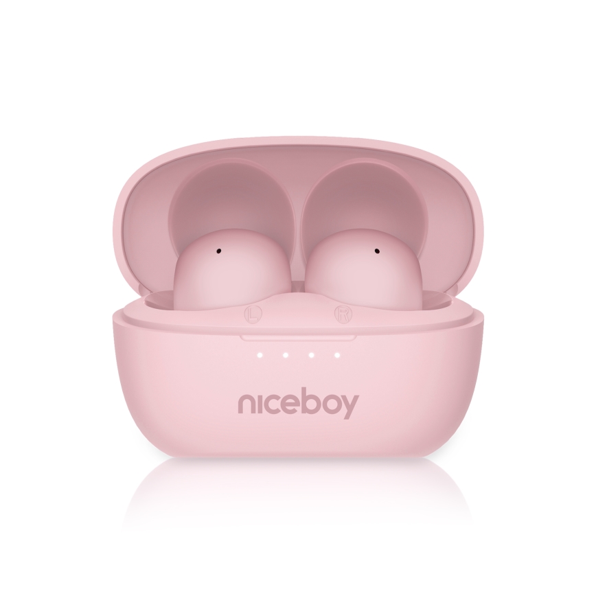 Niceboy Podsie 4 POP - Безжични слушалки 400 mAh + 2 x 40 mAh, IPX4, розови