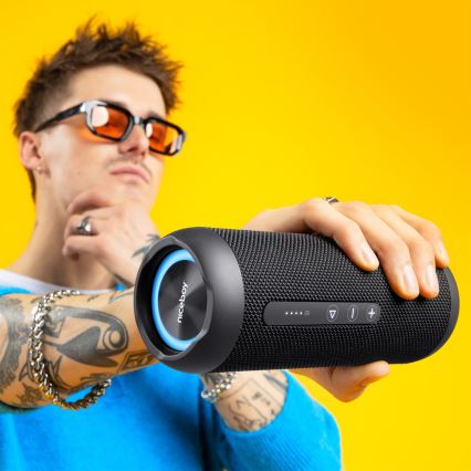 Niceboy Polaris - LED безжичен високоговорител с микрофон 30W/2000 mAh IPX7 черен