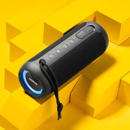 Niceboy Polaris - LED Безжична колонка с микрофон 30W/4000 mAh IPX7 черен
