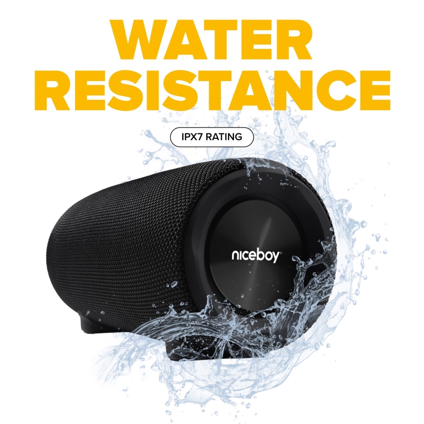 Niceboy Titan 4 - LED Безжична колонка с микрофон и външна батерия функция 50W/4000 mAh IPX7 черен