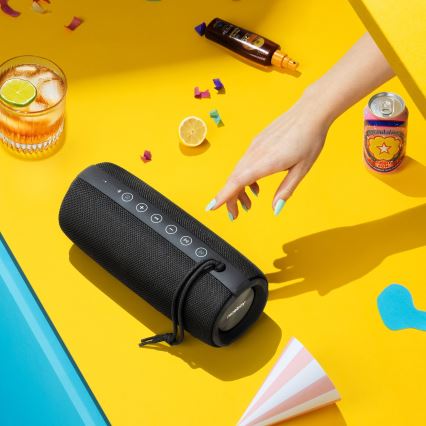 Niceboy Titan 4 - LED Безжична колонка с микрофон и външна батерия функция 50W/4000 mAh IPX7 черен
