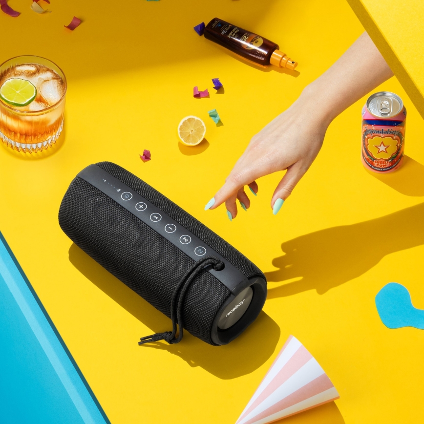 Niceboy Titan 4 - LED Безжична колонка с микрофон и външна батерия функция 50W/4000 mAh IPX7 черен