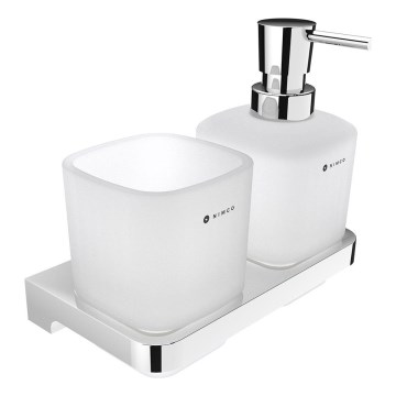 NIMCO MA 2905831C-26 - Стенен дозатор за сапун с поставка за четки за зъби MAYA 320 мм матов стъкло/лъскав хром