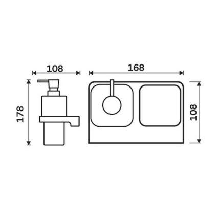 NIMCO MA 2905831H-26 - Стенен дозатор за сапун с поставка за четки за зъби MAYA 290 мм матов стъкло/лъскав хром