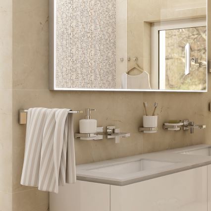 NIMCO MA комплект-31K-26 - Стенен дозатор за сапун, поставка за четки за зъби и закачалка MAYA 320 мм бял/лъскав хром