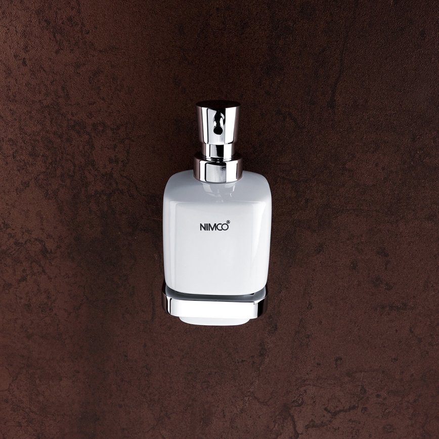 NIMCO MA комплект-31K-26 - Стенен дозатор за сапун, поставка за четки за зъби и закачалка MAYA 320 мм бял/лъскав хром