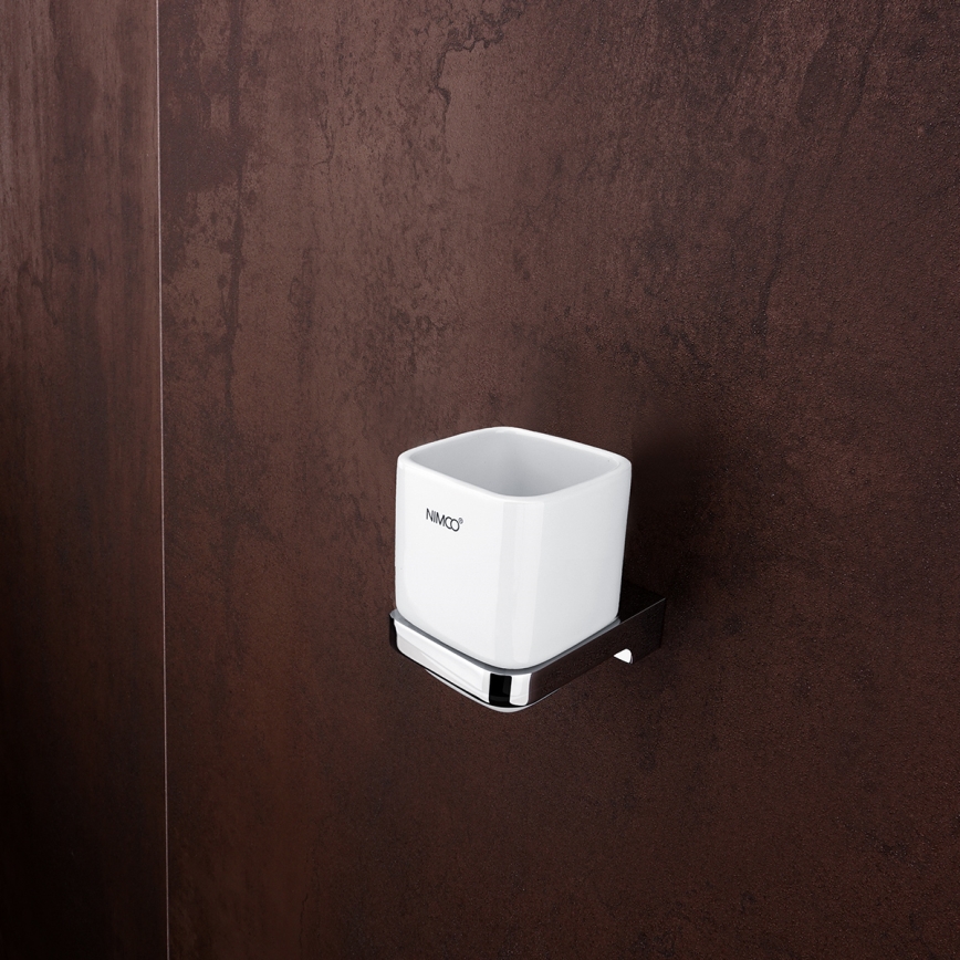 NIMCO MA комплект-31K-26 - Стенен дозатор за сапун, поставка за четки за зъби и закачалка MAYA 320 мм бял/лъскав хром