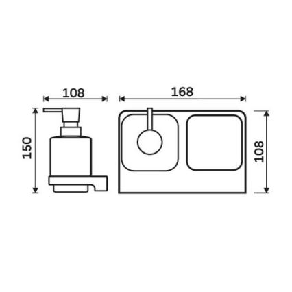NIMCO MAC 2905831C-T-90 - Стенен дозатор за сапун с поставка за четки за зъби MAYA 320 мм матов стъкло/матов черен