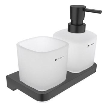 NIMCO MAC 2905831C-T-90 - Стенен дозатор за сапун с поставка за четки за зъби MAYA 320 мм матов стъкло/матов черен