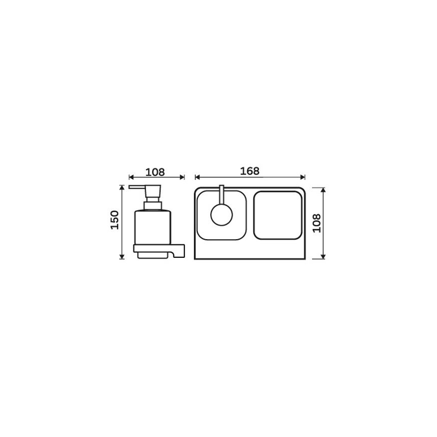 NIMCO MAC 2905831K-T-90 - Стенен дозатор за сапун с поставка за четки за зъби MAYA 320 мм бял/матов черен