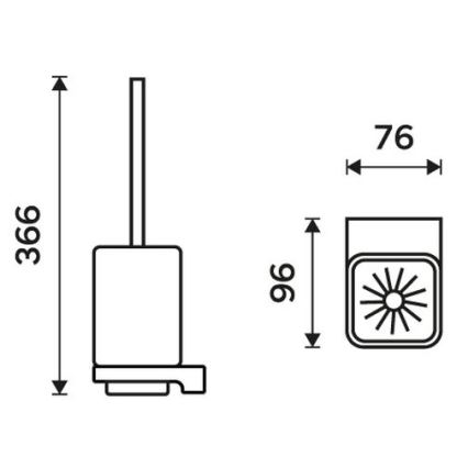 NIMCO MAC 29094CN-90 - Четка за тоалетна със стенен монтаж MAYA матов стъкло/матов черен