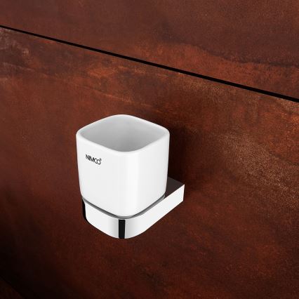 NIMCO NK комплект-31K-26 - Стенен дозатор за сапун, поставка за четки за зъби и закачалка NIKAU 320 мм бял/лъскав хром