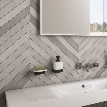 NIMCO NKC комплект-31K-T-90 - Стенен дозатор за сапун, поставка за четки за зъби и закачалка NIKAU 320 мм бял/матов черен