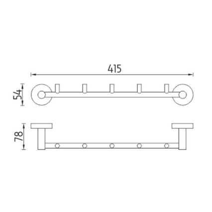 NIMCO UN 13054-5-26 - Стенна закачалка за кърпи UNIX 41,5 см лъскав хром