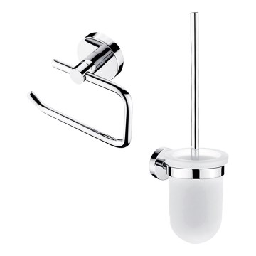 NIMCO UN комплект-94WN-26 - Четка за тоалетна със стенен монтаж с поставка за тоалетна хартия UNIX лъскав хром
