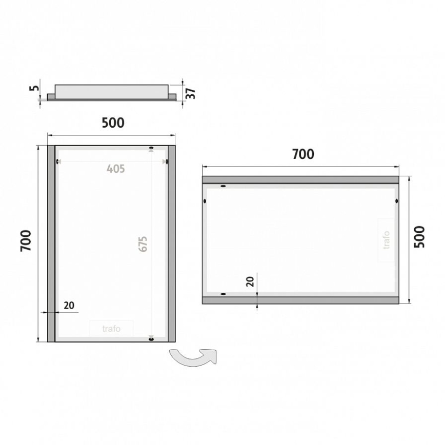 NIMCO ZP 11001 - LED огледало за баня с подсветка LED/21W/230V 6500K 70x50 см IP44