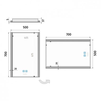 NIMCO ZP 11001VX - Димируемо огледало за баня с вградена LED подсветка LED/21W/230V 3000-6500K 70x50 см IP44