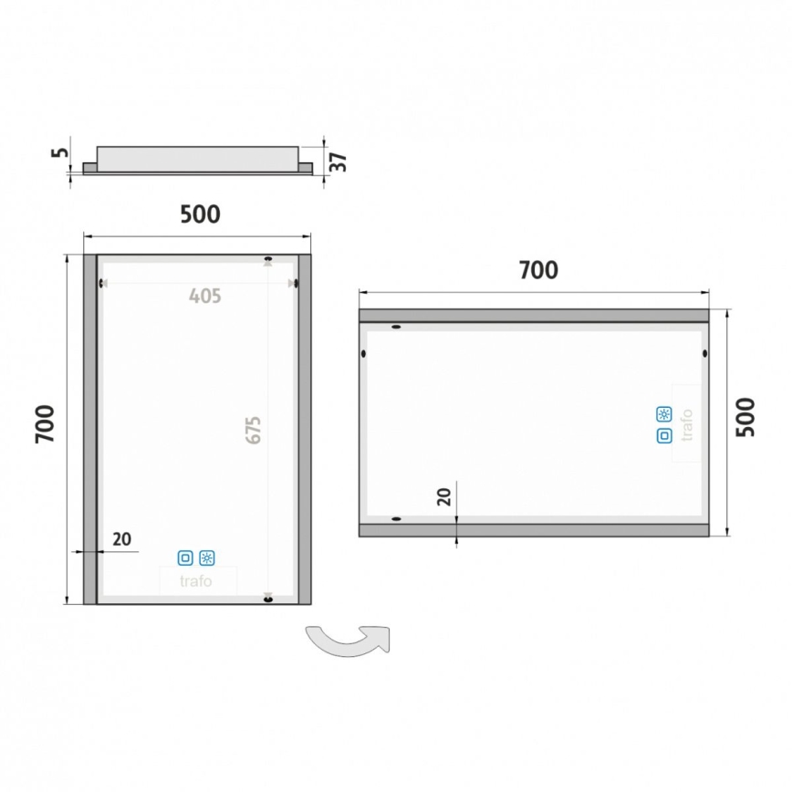 NIMCO ZP 11001VX - Димируемо огледало за баня с вградена LED подсветка LED/21W/230V 3000-6500K 70x50 см IP44