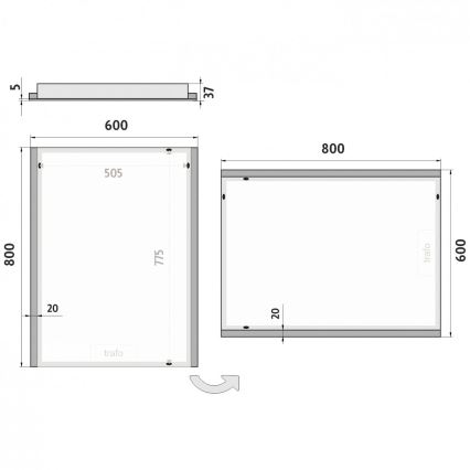 NIMCO ZP 11002 - LED огледало за баня с подсветка LED/24W/230V 6500K 80x60 см IP44