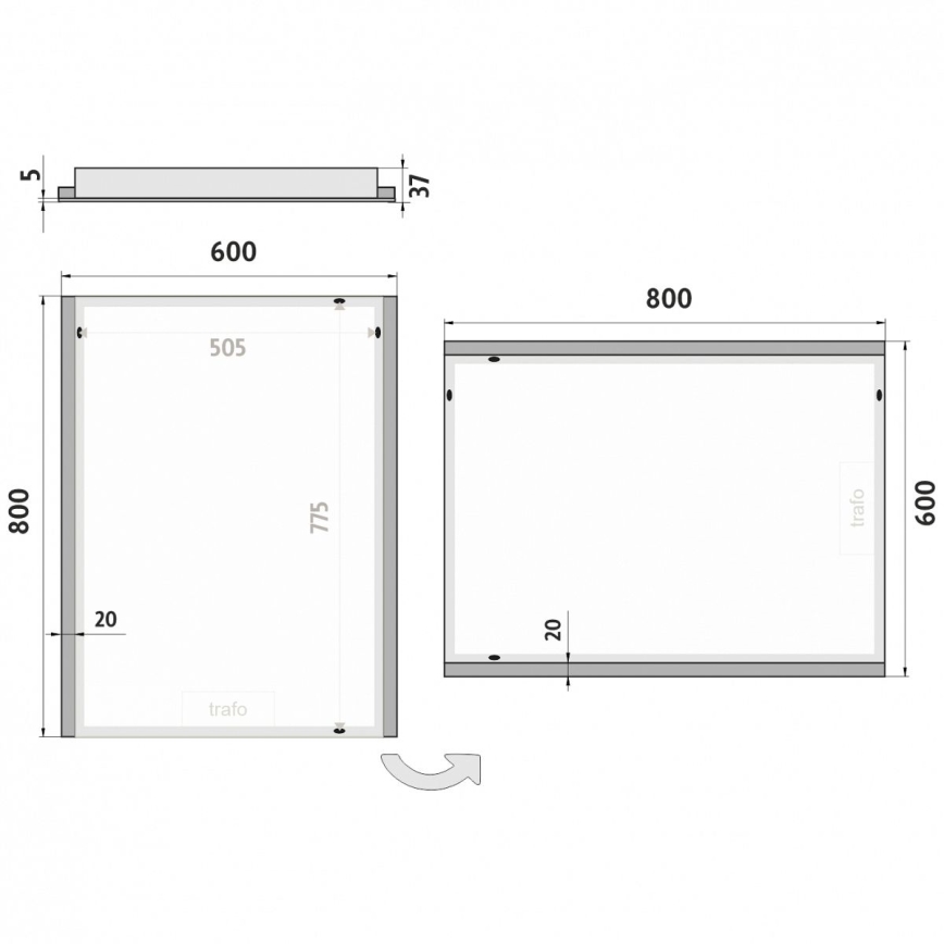 NIMCO ZP 11002 - LED огледало за баня с подсветка LED/24W/230V 6500K 80x60 см IP44