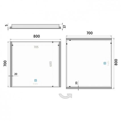 NIMCO ZP 11003V - LED Димируемо огледало за баня с подсветка LED/21W/230V 3000-6500K 70x80 см IP44