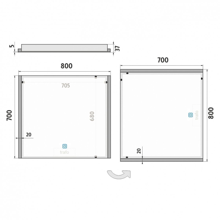 NIMCO ZP 11003V - LED Димируемо огледало за баня с подсветка LED/21W/230V 3000-6500K 70x80 см IP44