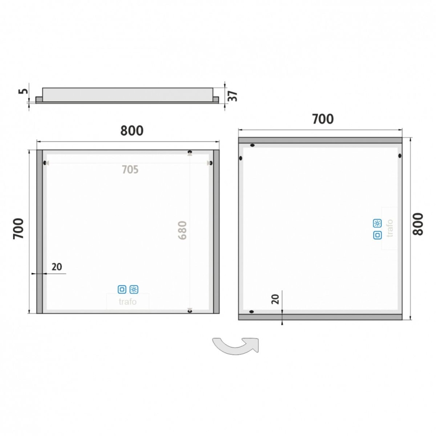 NIMCO ZP 11003VX - LED Димируемо огледало за баня с подсветка LED/21W/230V 3000-6500K 70x80 см IP44