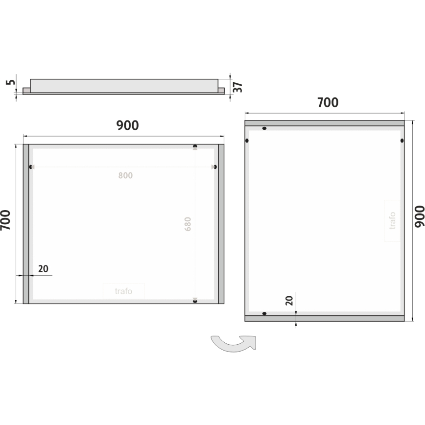 NIMCO ZP 11019 - LED огледало за баня с подсветка LED/21W/230V 6500K 70x90 см IP44