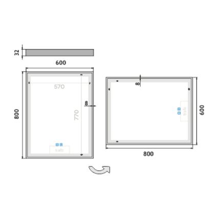 NIMCO ZP 13002VX - димируемо LED огледало за баня с подсветка LED/41W/230V 3000-6500K 80x60 cm IP44