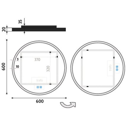 NIMCO ZPC 28000RVX-90 - LED Димируемо огледало за баня с подсветка LED/26W/230V 3000-6500K Ø 60 см матов черен IP44